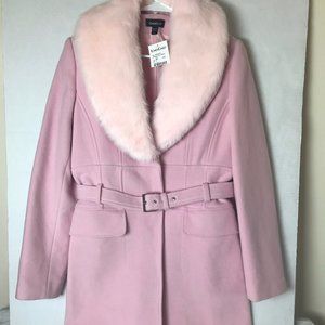 Bebe Pink Faux Fur Coat Jacket - Medium